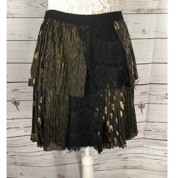 Anthropologie Soho Mini Skirt by Harlyn, pleated tiered in black size medium - Picture 3 of 12